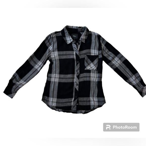 Rails black and white plaid long sleeve collared button-down soft shirt size XS - Picture 2 of 8